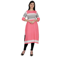 Thumbnail for Kanoor Women's pink A line Round neck kurti