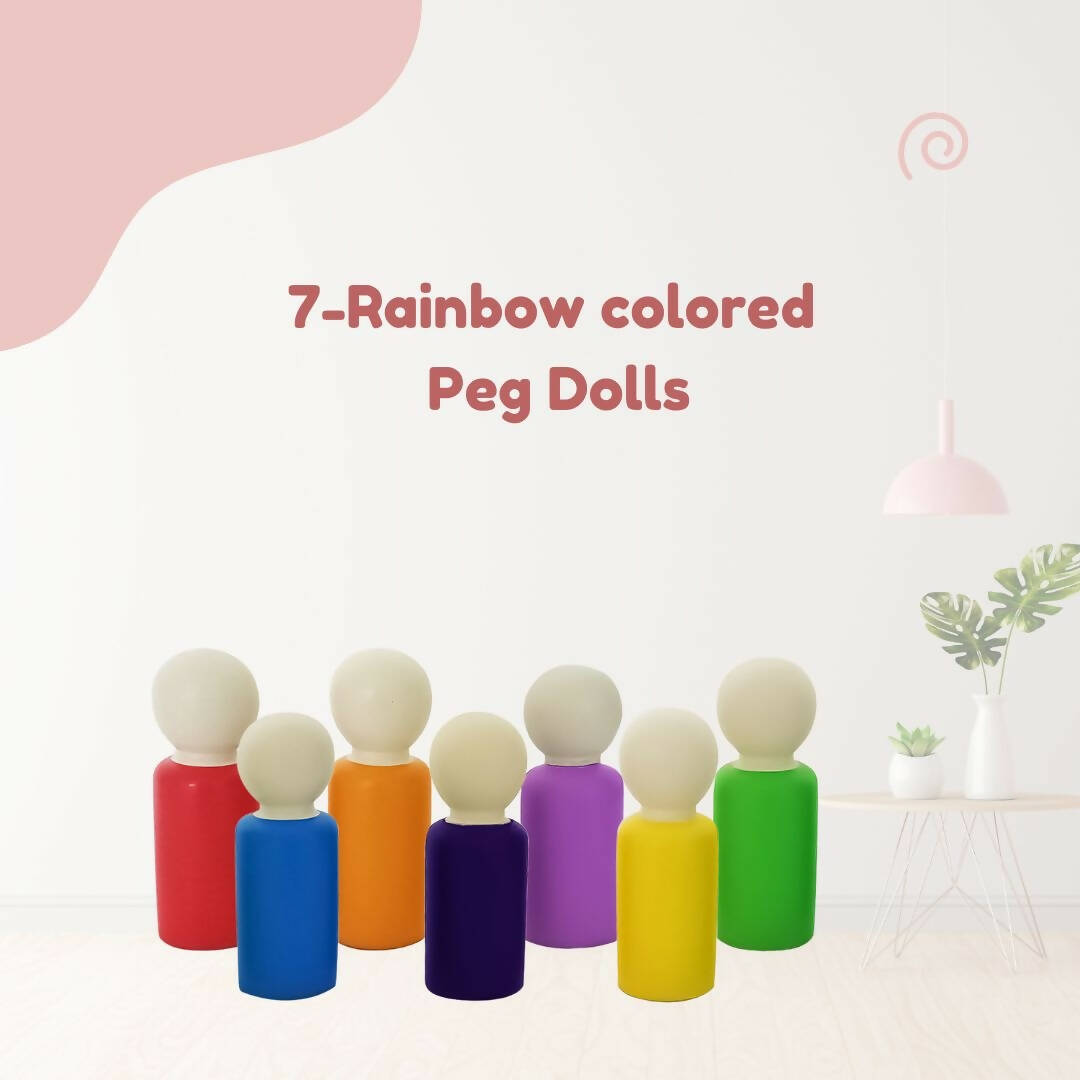 Matoyi Wooden Rainbow Peg 7 Dolls Set - Distacart