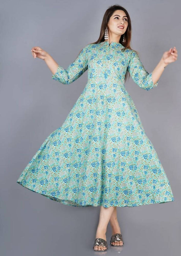 Vamika Cotton Sky Blue Party Wear Kurti