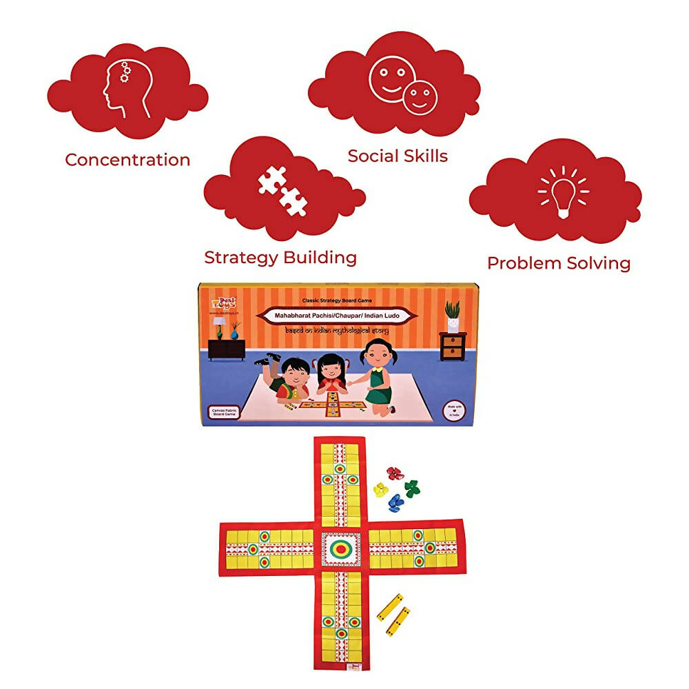 Desi Toys Mahabharat Pachisi/Chaupar/Chopad/Chaupad/Indian Ludo, Classic Strategy Board Game - Distacart