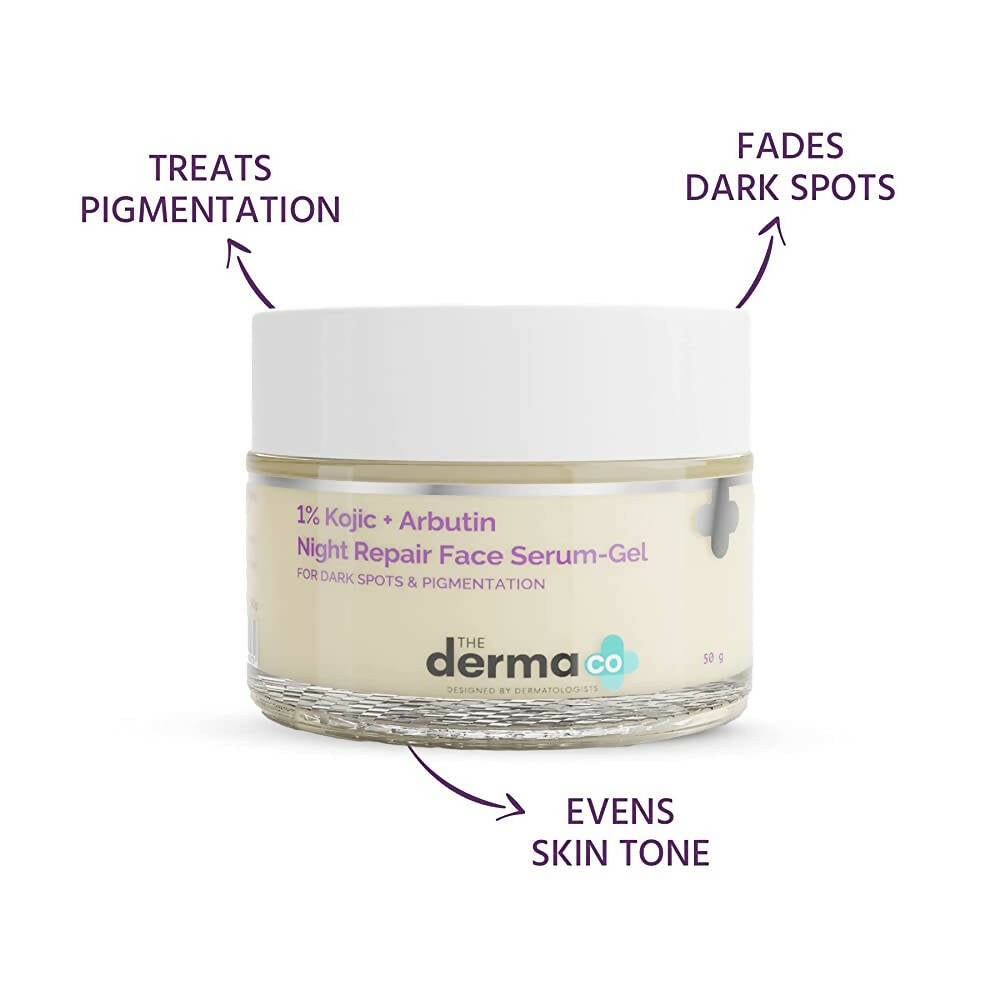The Derma Co 1% Kojic + Arbutin Night Repair Face Serum Gel - Distacart