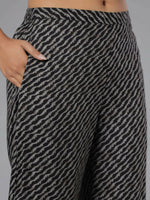 Thumbnail for Juniper Women Black Rayon Slub Printed with Embroidered Kurta and Pants Set - Distacart