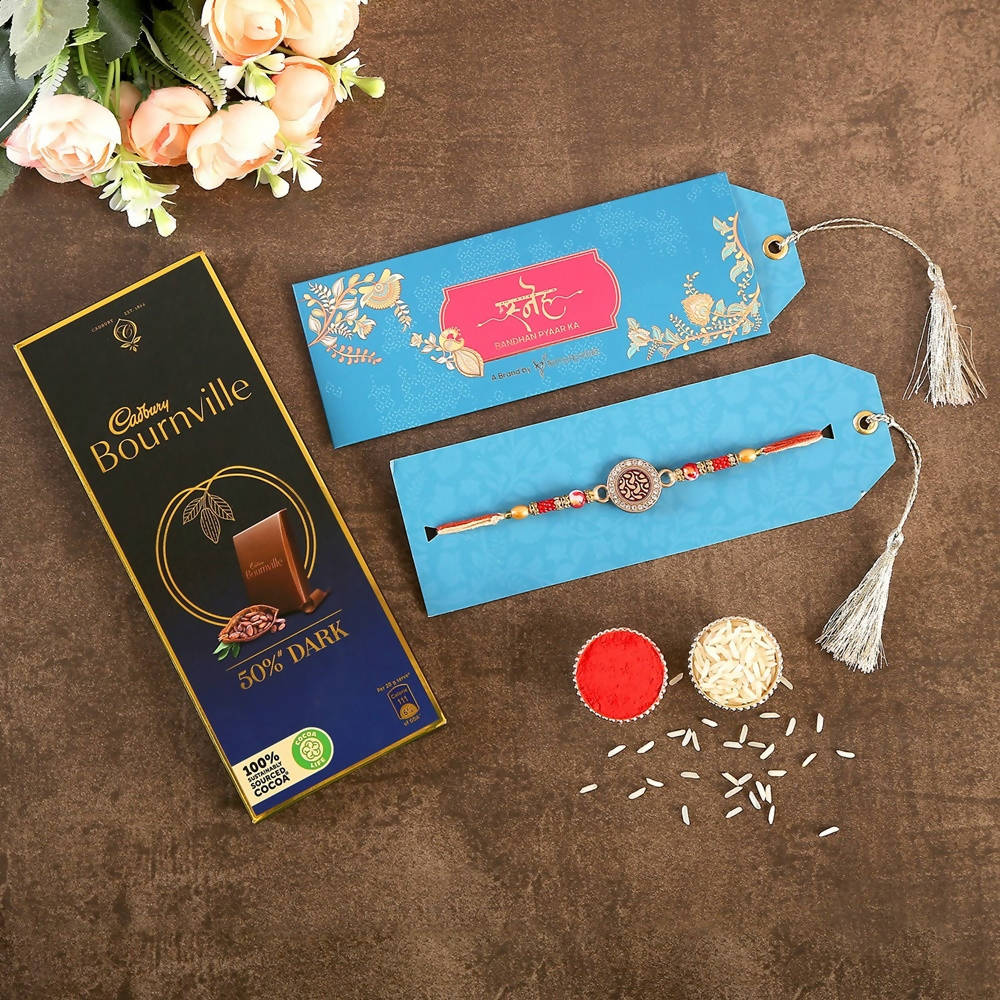 Meenakari Work Rakhi & Bournville Chocolate
