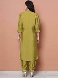 Thumbnail for Women Republic Green Art Silk Embroidered Kurta with Afghani Salwar - Distacart