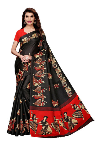 Vamika Black Kalamkari With Jhalar Khadi Latest Silk Saree - Distacart