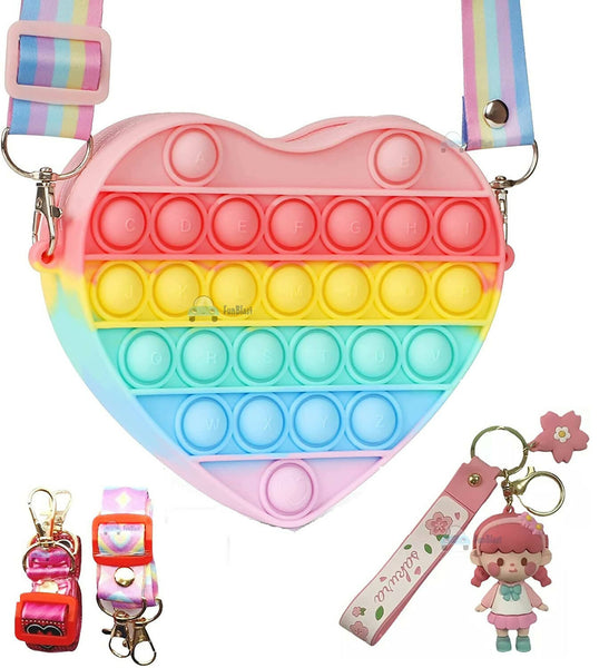 Sardar Ji Ki Dukan Pop It Sling Bag – Heart Shape Pop It Cross Body Bag For Kids, Birthday Gift For Girls Pouch For Girls (Set 1, Multicolor) - Distacart