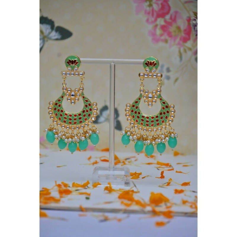 Chandbali Gold-Plated Pink Drop & Dangler Earrings For Women & Girls By House of Ree - Distacart