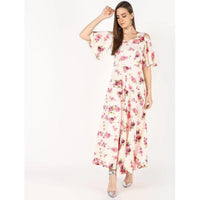 Thumbnail for Cheera Front Princes Cut With Bell Sleeve Flowral Print Long Dress