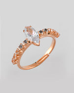 Thumbnail for VOJ white CZ-detail Stainless Steel Cubic Zirconia Gold Plated adjustable finger Ring - Distacart
