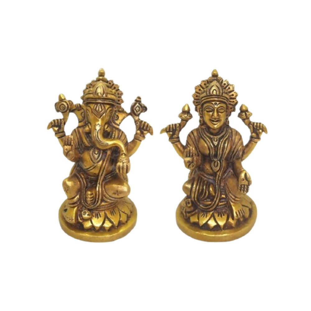 Tamas Brass Lord Ganesh Lakshmi Statue (Golden) - Distacart