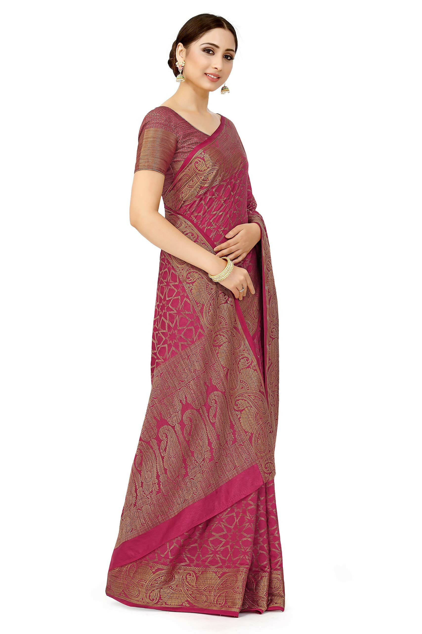 Mimosa Women's Pink Patola Art Silk Saree - Distacart