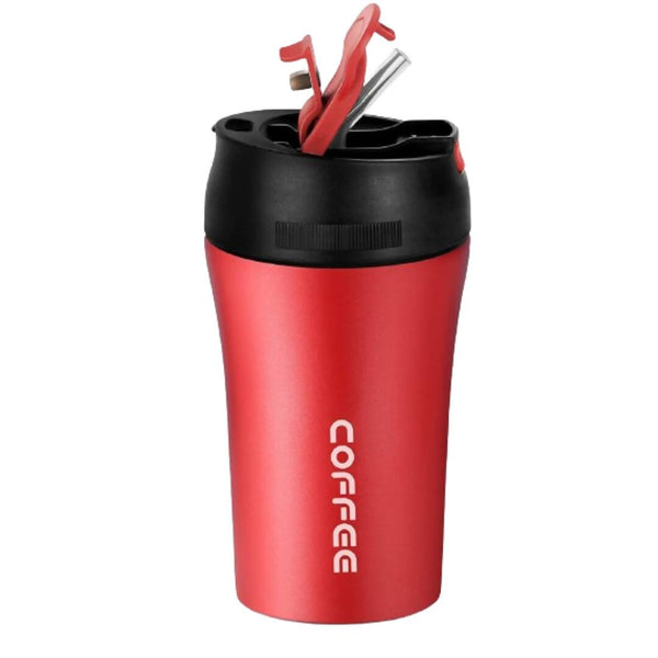 Wosta Reusable Travel Spill Proof Coffee Mug with Lid and Straw Tumbler - 400ml (Red) - Distacart
