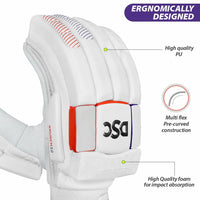 Thumbnail for DSC Krunch 7.0 Men's Leather Right Hand Cricket Batting Gloves - Size Small (White Orange) - Distacart