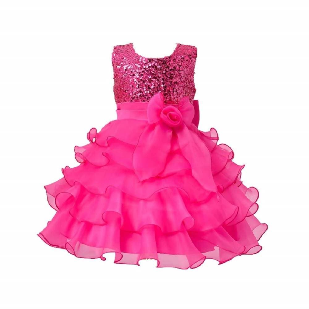 Asmaani Baby Girl's Pink Color Satin Knee Length Frock (AS-dress_22069) - Distacart