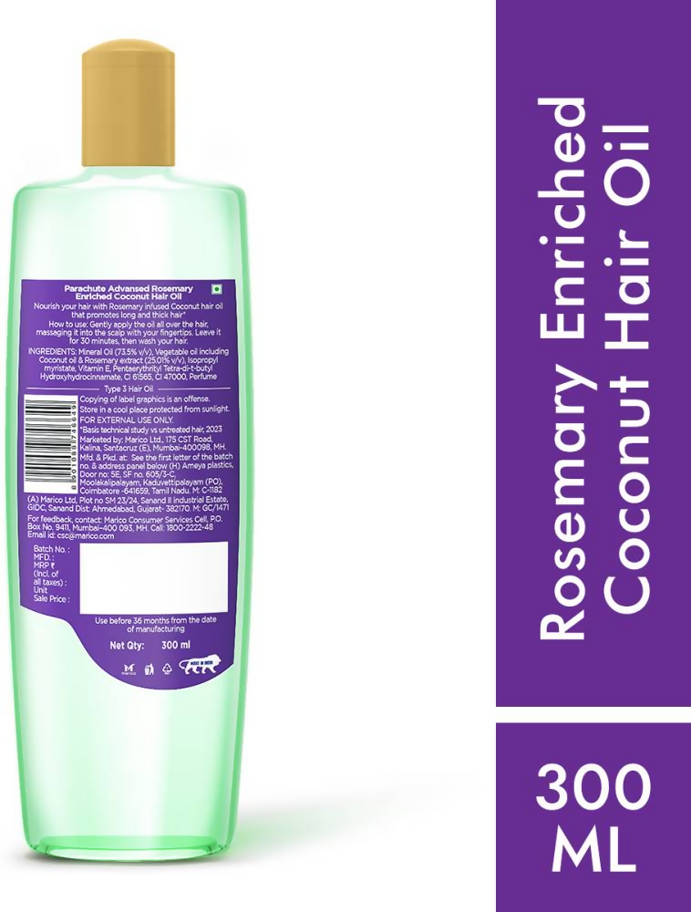 Parachute Advansed Rosemary enriched Coconut Hair Oil - Distacart