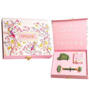 Natural Vibes Glow Getter Gift Set with Jade Face Roller, Jade Gua Sha & Nirvana Flower Oil - Distacart