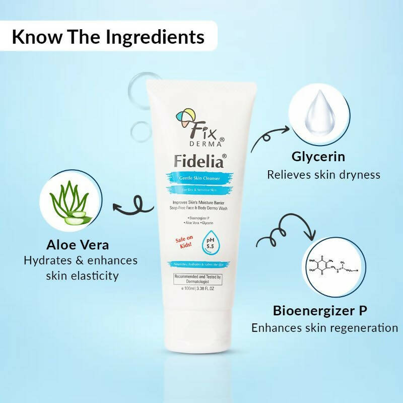 Fixderma Fidelia Gentle Skin Cleanser For Dry & Sensitive Skin - Distacart