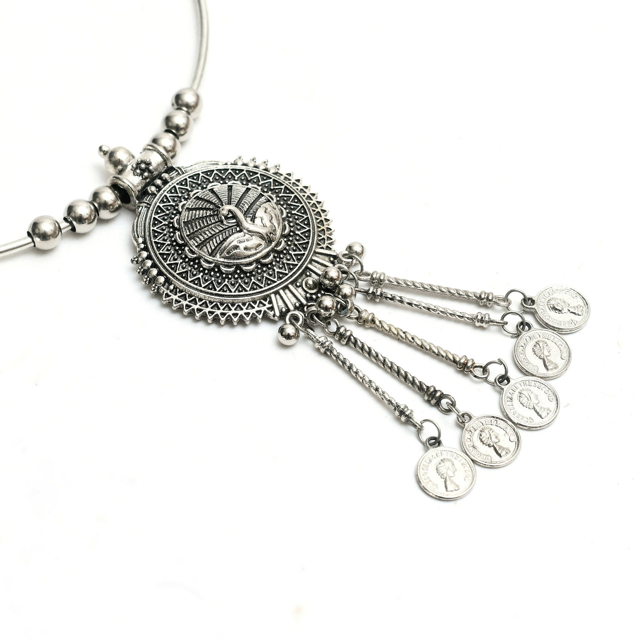 Mominos Fashion Johar Kamal Oxidised Silver-Plated Hasli Design Necklace Choker For Women - Distacart