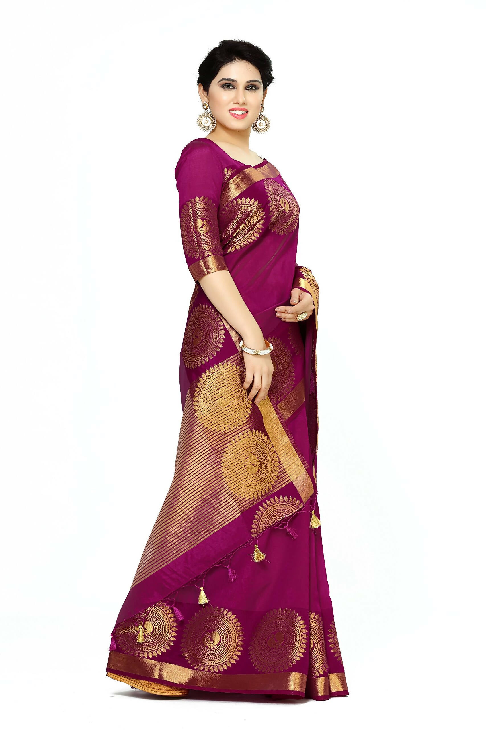 Mimosa Women's Purple Tussar Silk Banarasi Saree - Distacart