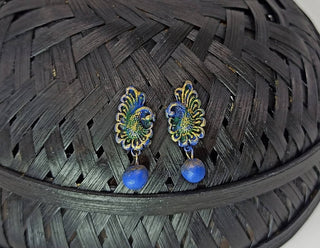 Terracotta Peacock Stud With Drop