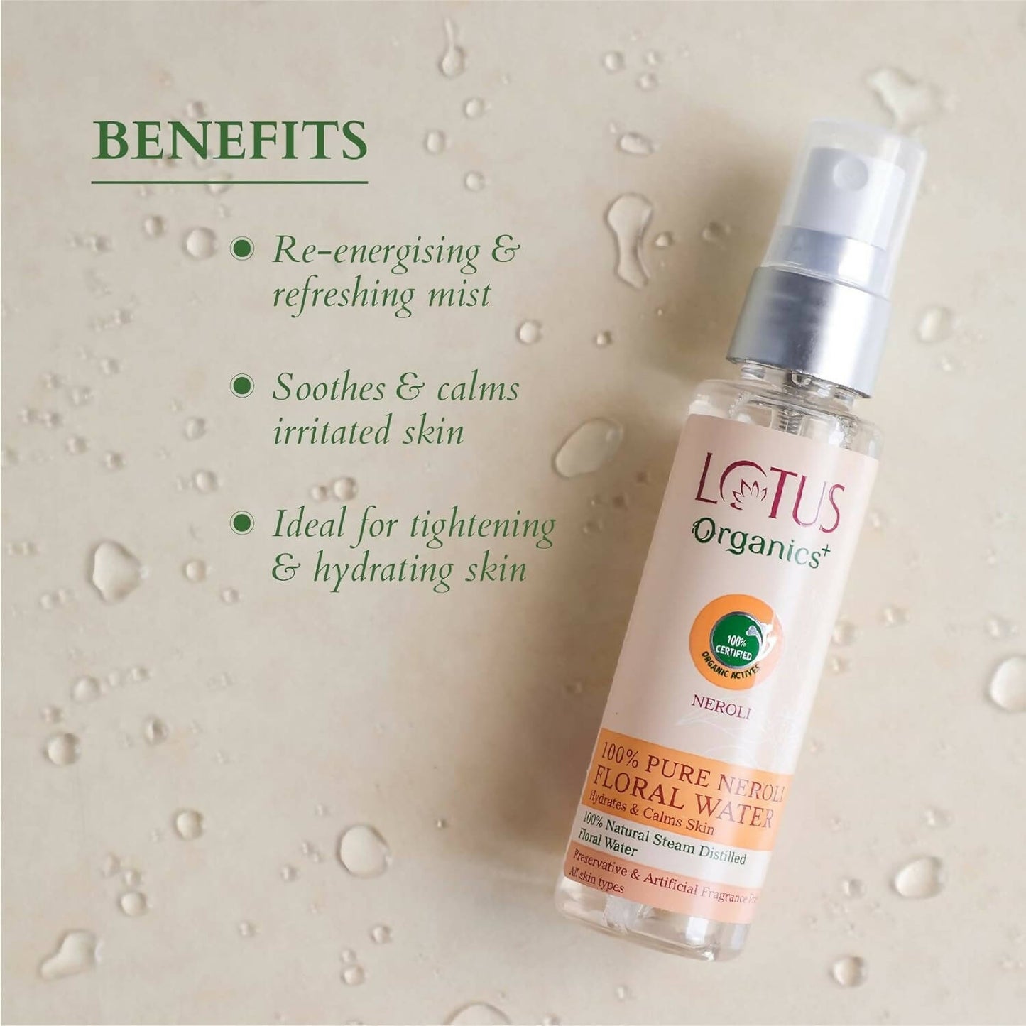 Lotus Organics+ 100% Pure Neroli Floral Water - Distacart