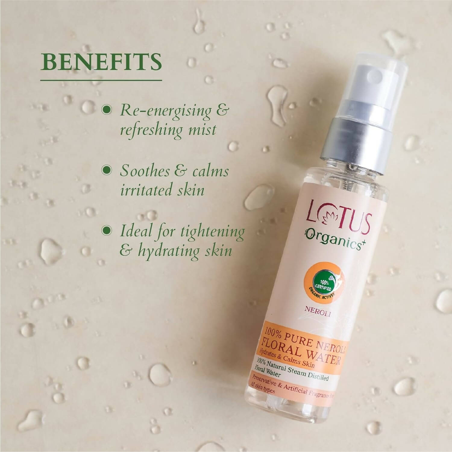 Lotus Organics+ 100% Pure Neroli Floral Water - Distacart