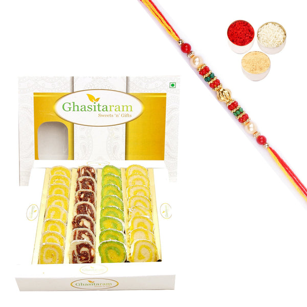 Ghasitaram Assorted Moons Box With Pearl Beads Rakhi - Distacart