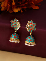 Thumbnail for NVR Women Green Dome Shaped Jhumka Earrings - Distacart