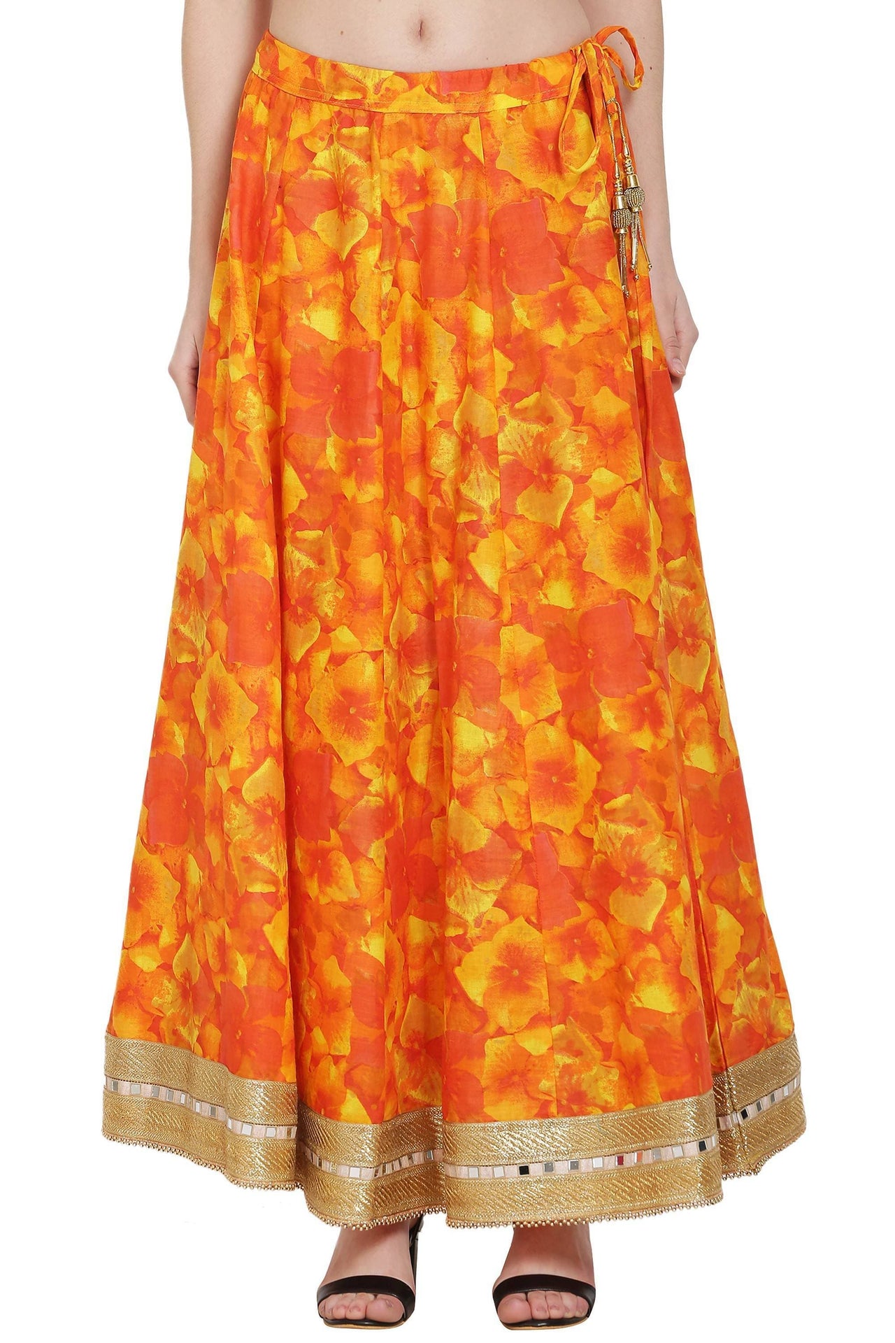 Asmaani Orange Color Maxi Skirt