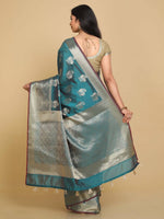 Thumbnail for Kalamandir Ethnic Motifs Sea Green Silk Blend Saree