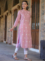 Thumbnail for Juniper Women's Pink Cambric Printed Straight Kurta - Distacart