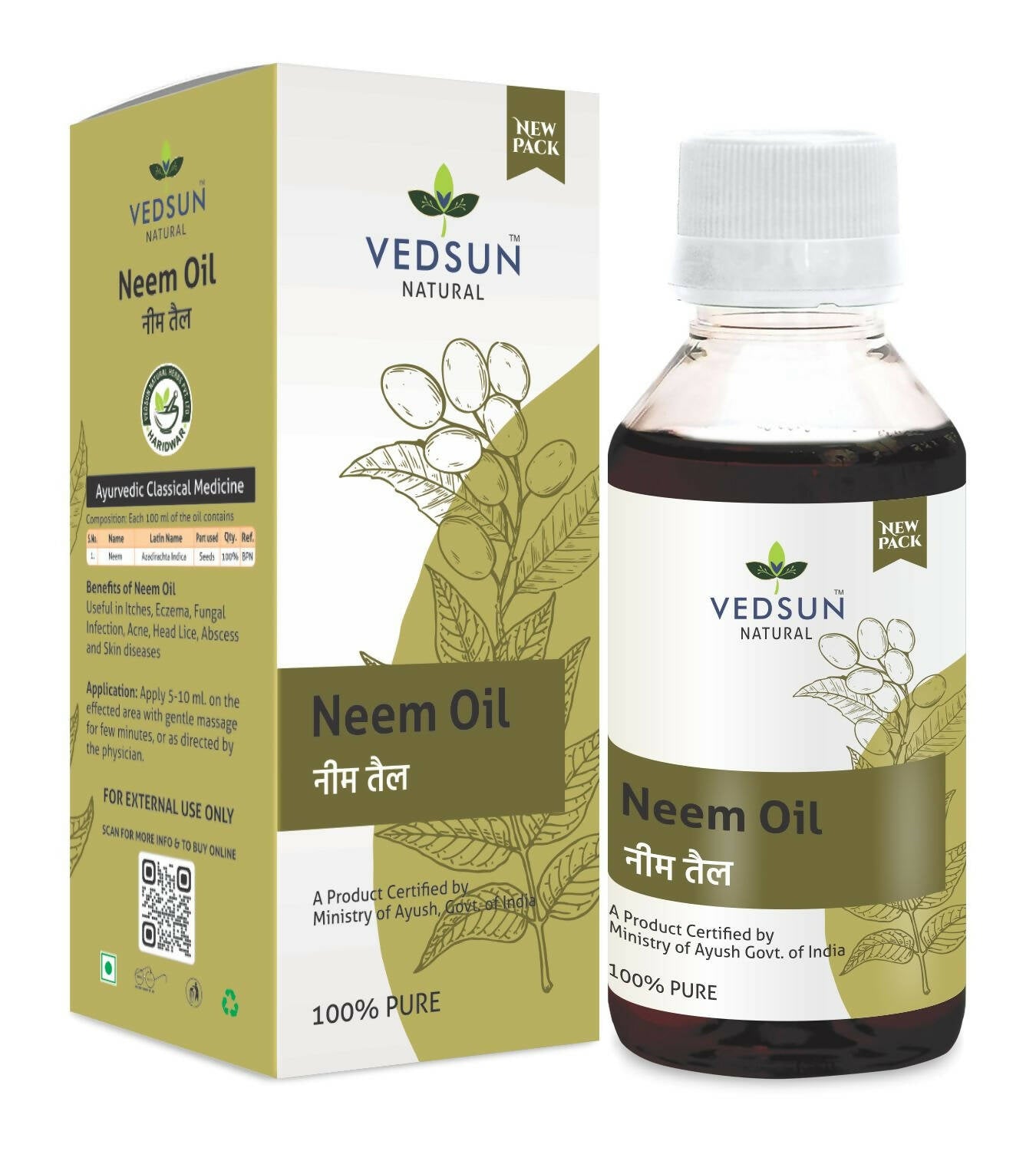 Vedsun Naturals Natural Neem Oil Pure and Organic Massage Oil for Skin & Hair - Distacart