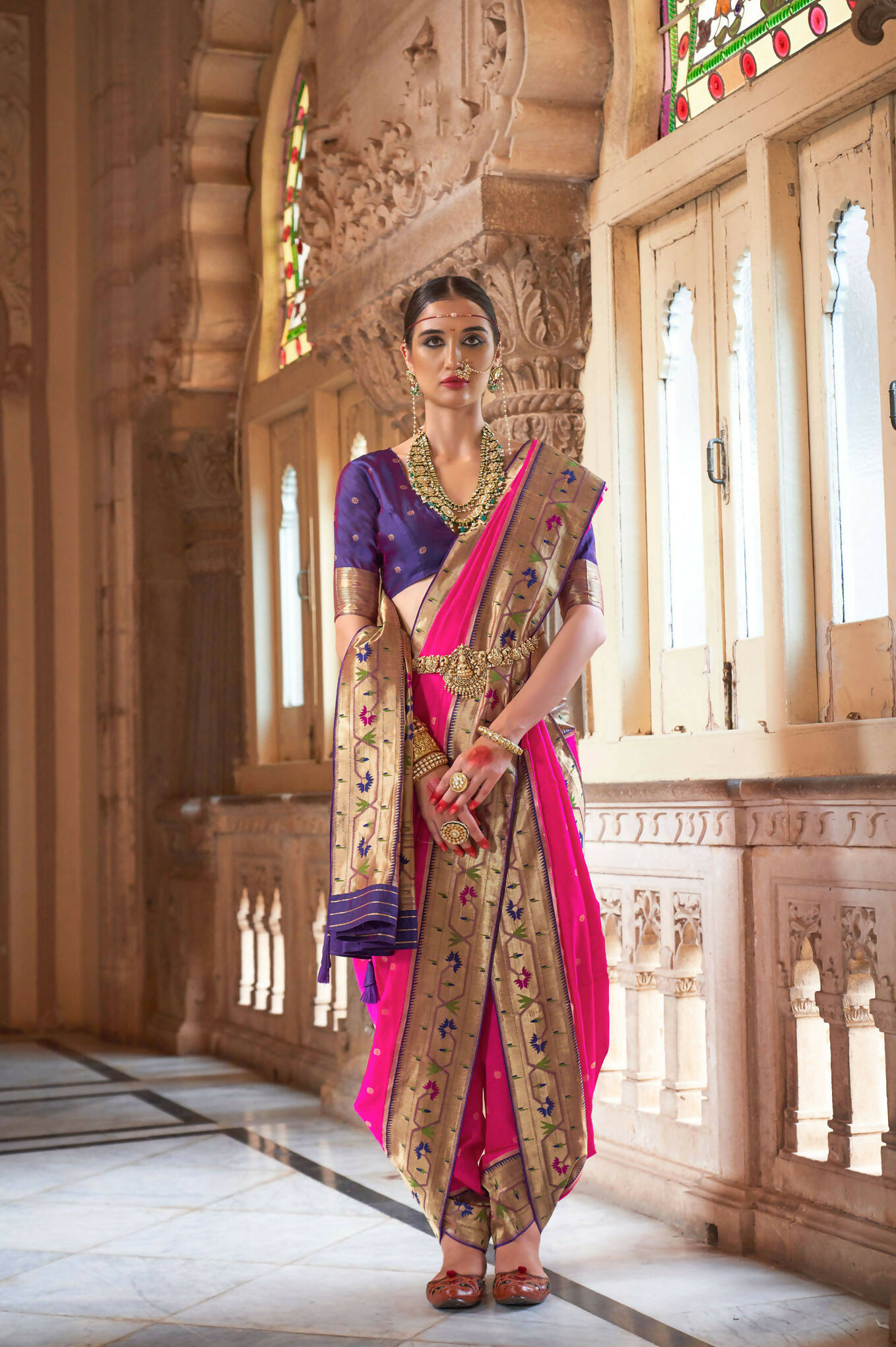 Sasquatch Socks Pink Soft V.P. Silk Magnum Finish, Weaving, Golden Zari Paithani Silk Saree - Rath Kadampalli - Distacart
