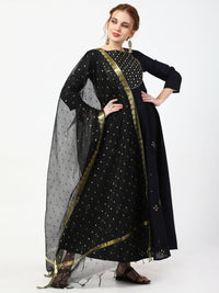 Thumbnail for Cheera Embellished Party Wear Anarkali Dress with Dupatta - Black - Distacart
