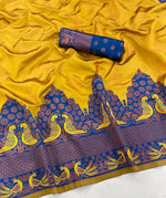 Thumbnail for DEIANA'S Beautiful Golden Jari with New Design Soft Lichi Silk Saree - Yellow - Distacart