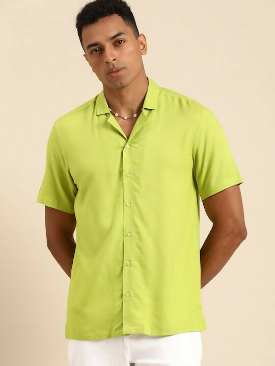 Green Men Rayon Comfort Opaque Casual Shirt - Mahotsav - Distacart