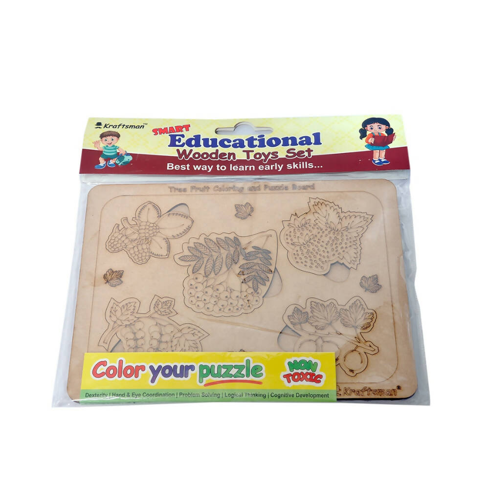 Kraftsman Tree Fruits with Leaves Puzzle Board | Color Kit included - Distacart