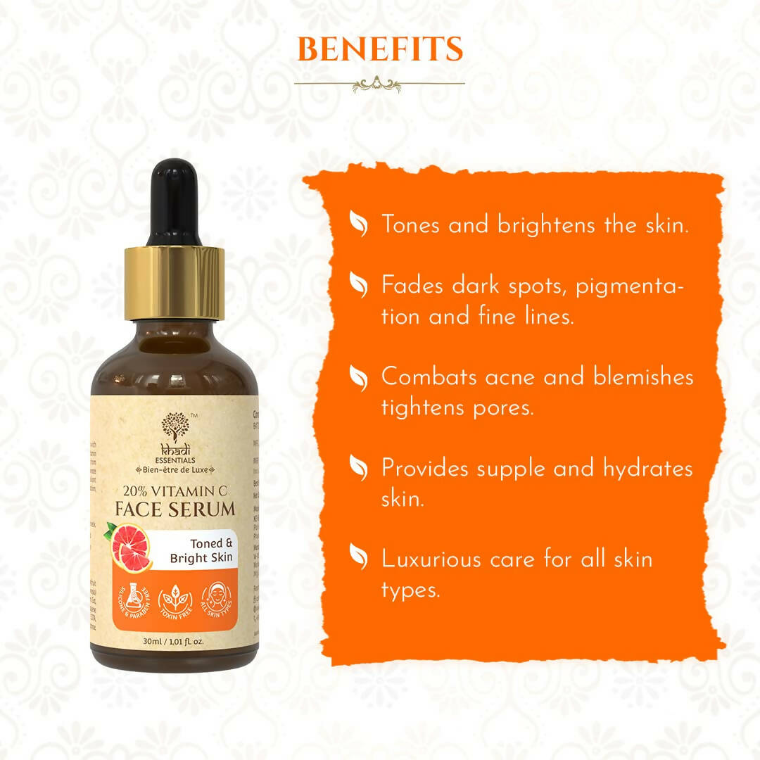 Khadi Essentials 20% Vitamin C Face Serum - Distacart