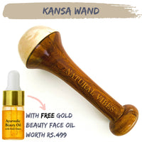 Thumbnail for Natural Vibes Kansa Face Massage Wand with Free Gold Beauty Elixir Oil - Distacart