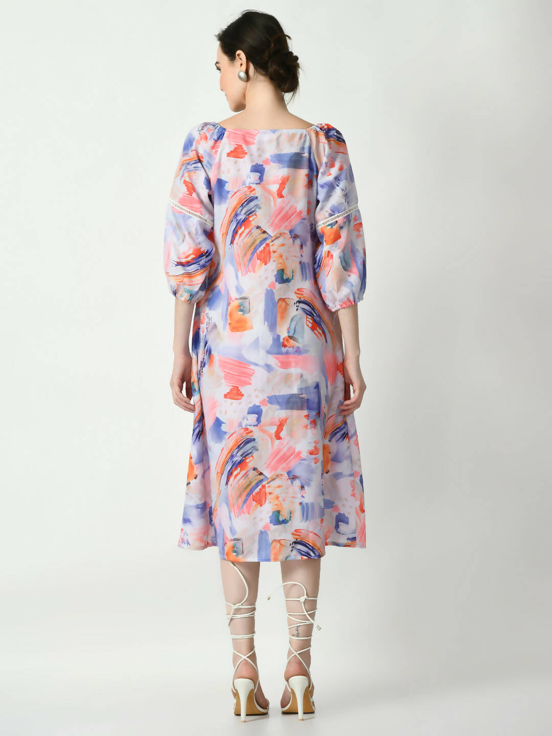 Myshka Women's Multi Abstract Printed A-Line Dress - Distacart