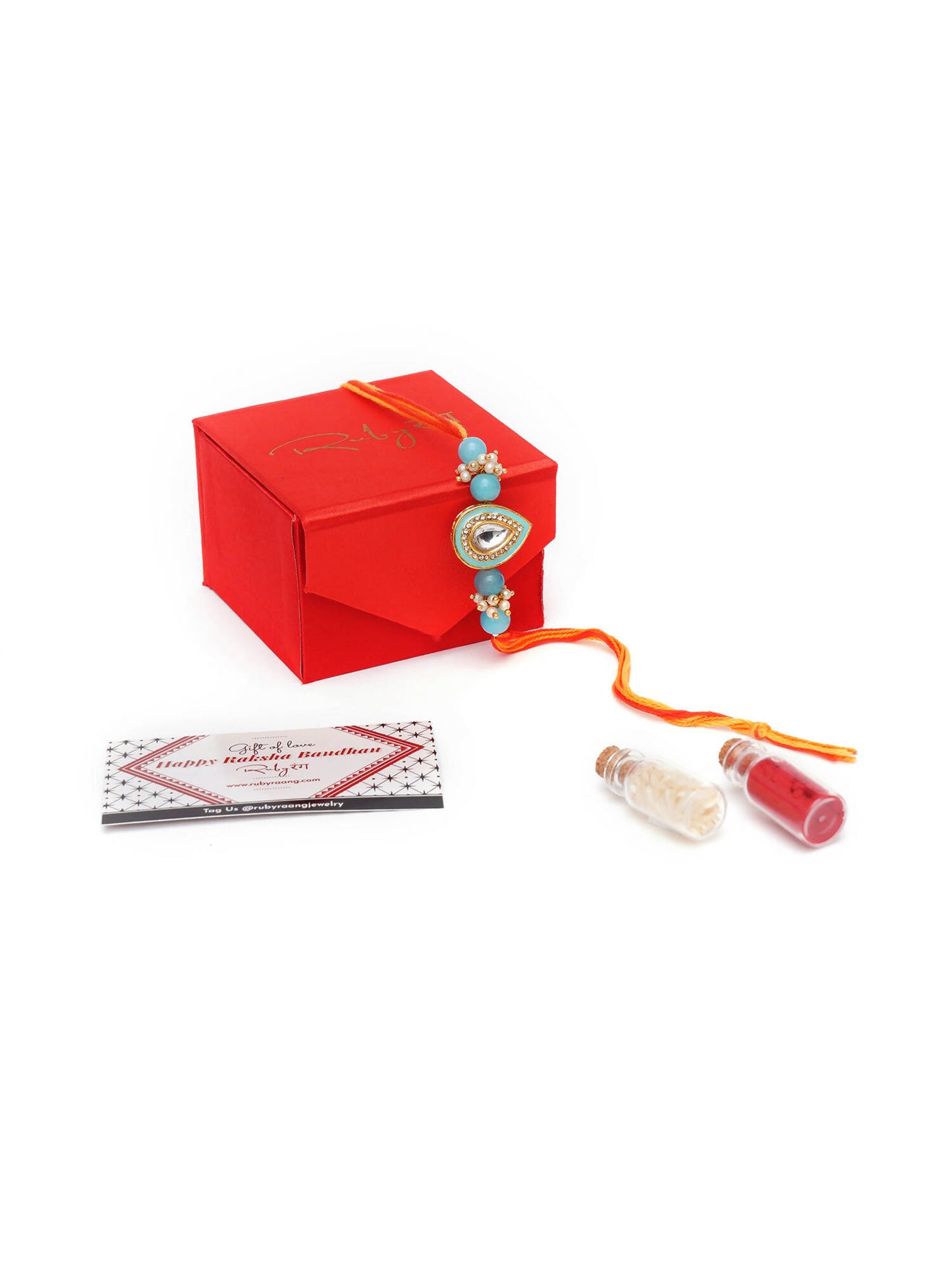 Designer kundan Rakhi - Ruby Raang - Distacart