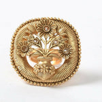 Thumbnail for Mominos Fashion Joharkamal Gold-Plated Stone Studded Adjustable Finger Ring - Design 15 - Distacart