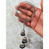 Thumbnail for Stylish Silver Bangles Chains With Black Pearls Jhumkas