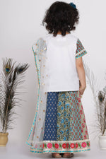 Thumbnail for Little Bansi Cotton Embroidery Kurta With Lehenga & Tussel - White & Multicolor - Distacart