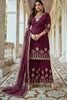 Wine Heavy Fox Georgette Embroidered Semi Stitched Suit - Dhvani - Distacart