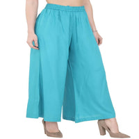 Thumbnail for Lagi Women's Turquoise Blue Solid Palazzo (PLZ04H)