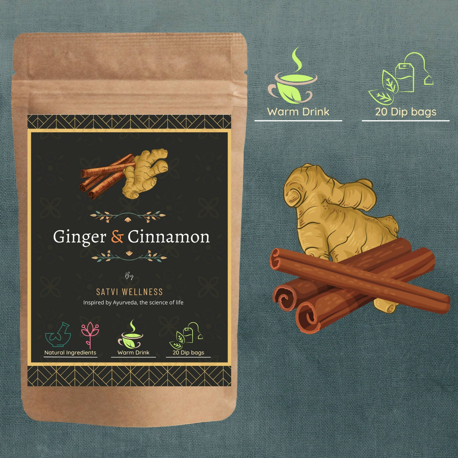 Satvi Wellness Ginger Cinnamon Tea - Distacart