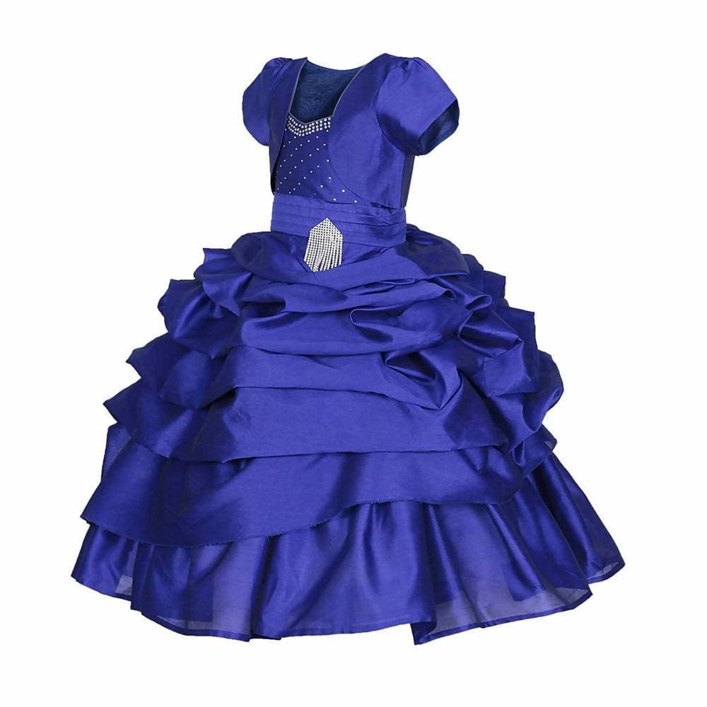 Asmaani Baby Girl's Blue Colour Satin A-Line Maxi Full Length Dress (AS-DRESS_22119) - Distacart
