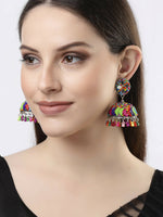 Thumbnail for NVR Women Multi Color Artificial Beads Brass-Plated Jhumka Earrings - Distacart
