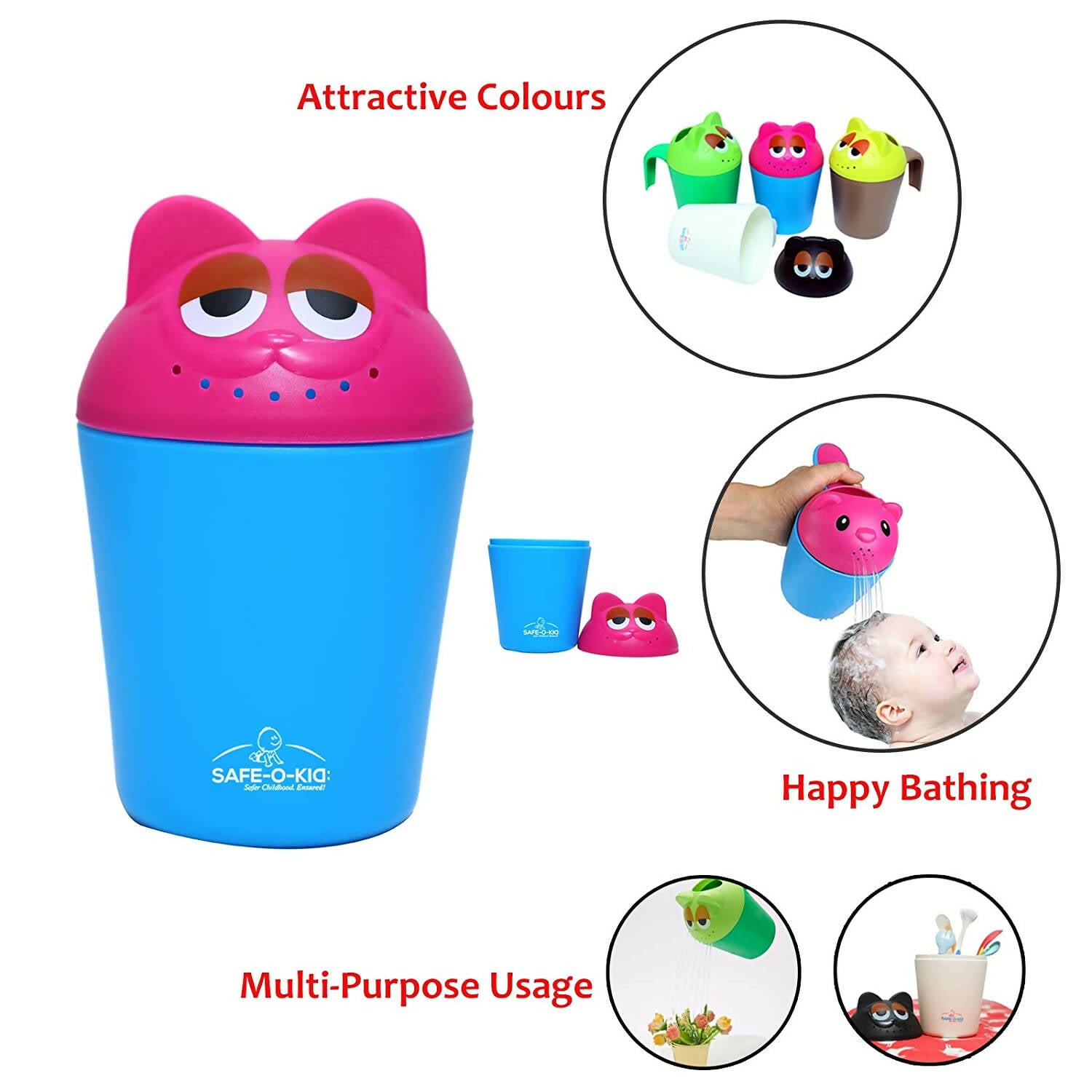 Safe-O-Kid Hair washing Mug cum Rinse mug for kids- Pink - Distacart